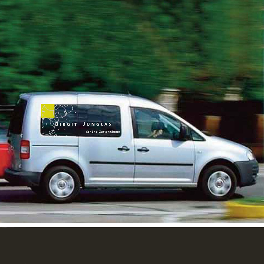 Schöne Gartenräume innen und außen<br>Birgit Junglas, Gärtnermeisterin<br>Logo und komplettes Erscheinungsbild<br>&nbsp
