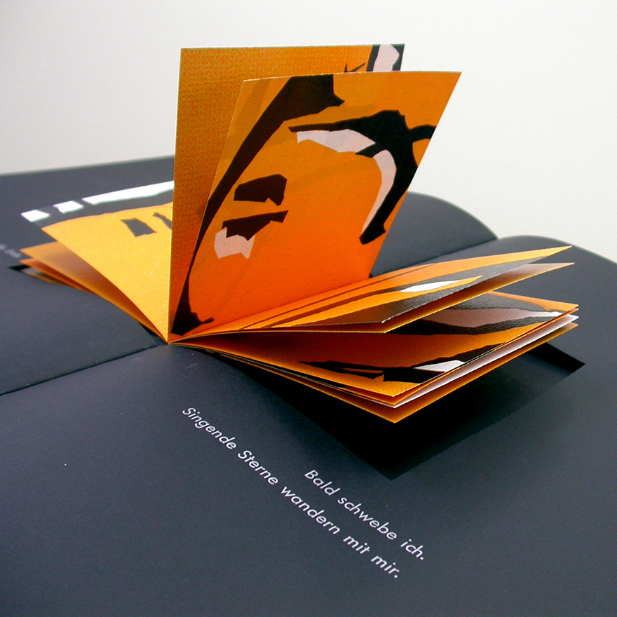 Künstlerbuch<br>»Hans Arp · Singende Blau«<br>Linolschnitte, Handsatz, Buchdruck<br>Buch im Buch, 25 Exemplare